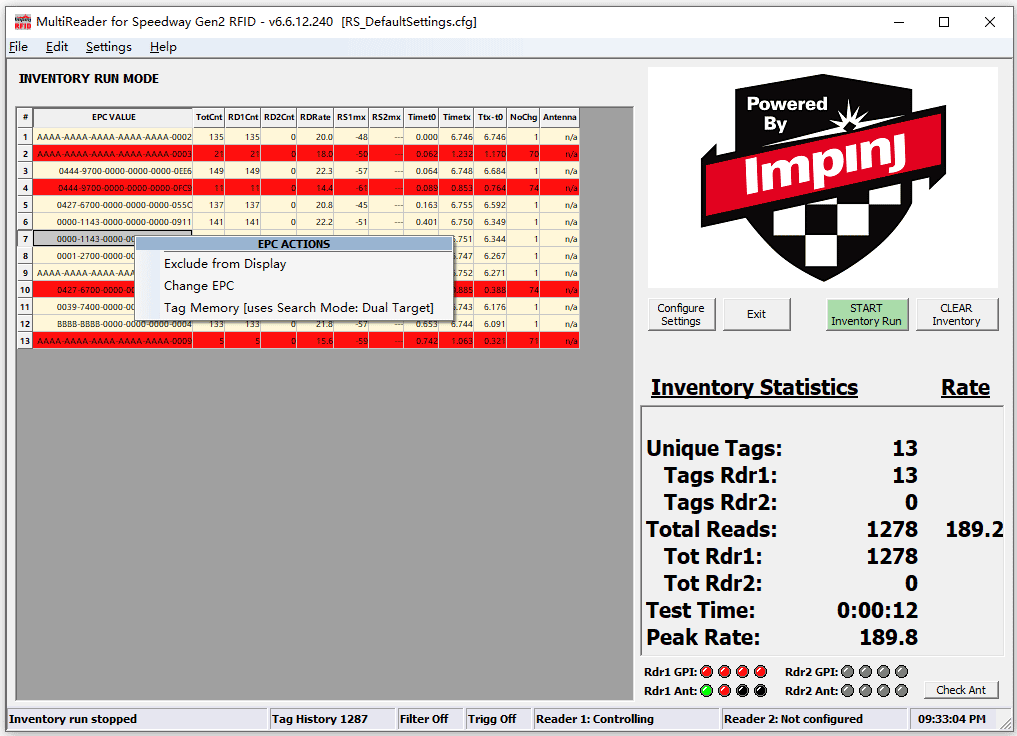 MultiReader開始讀取RFID標簽